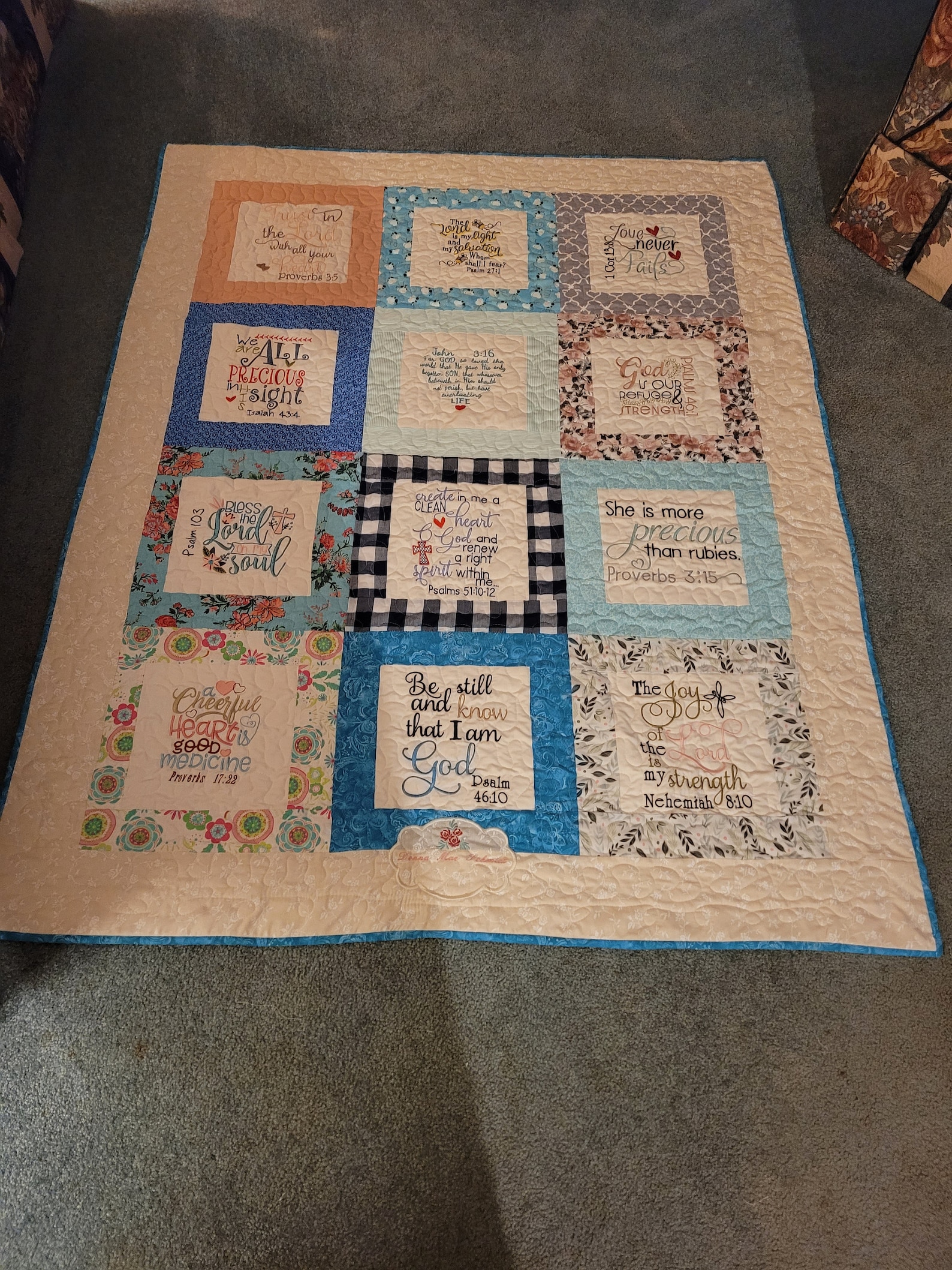 Embroidered Scripture Quilt Bible Verses Bible Blocks Etsy