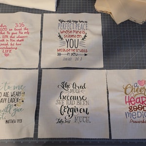 Embroidered Bible Verse Block: 10&quot; Scripture Cotton Fabric