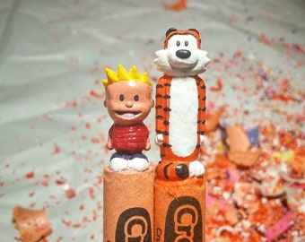 Calvin and Hobbes Crayon Carving