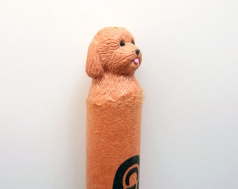 Custom Pet Dog Portrait Crayon Carving