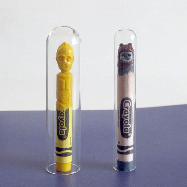 Glass Tubes for Displaying Crayon Carvings