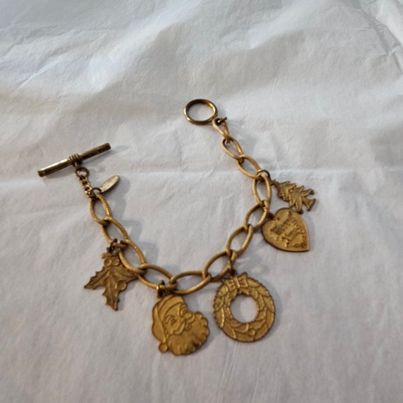 Vintage MIRIAM HASKELL Christmas 5 CHARM Bracelet… - image 2