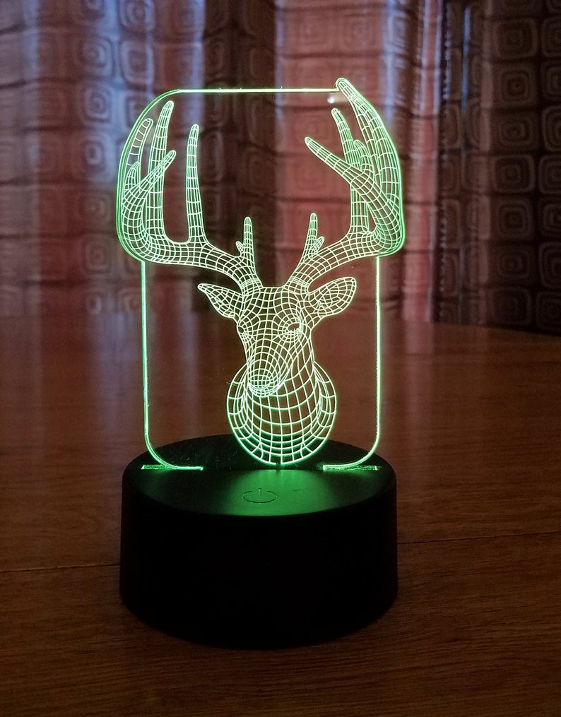 Laser Engraved Acrylic Deer Head Light Etsy