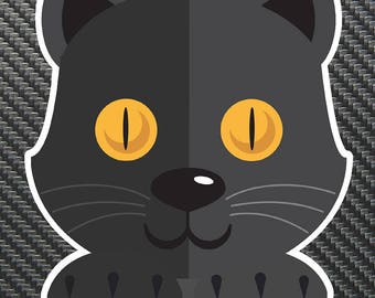 Peeking Black Cat Vinyl Sticker Decal Custom