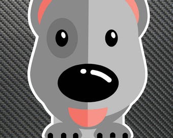 Peeking Grey Pitbull Vinyl Sticker Decal Custom