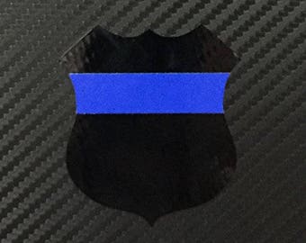 Police Badge BLUE Stripe Vinyl Sticker Decal Custom
