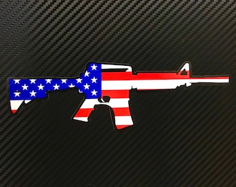 AR15 American Flag Vinyl Sticker Decal Custom