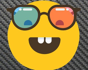 Glasses Smiley Face Emoji Vinyl Sticker Decal Custom