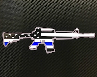 AR15 American Flag BLUE STRIPE Vinyl Sticker Decal Custom