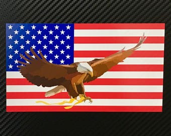 Eagle American Flag Vinyl Sticker Decal Custom