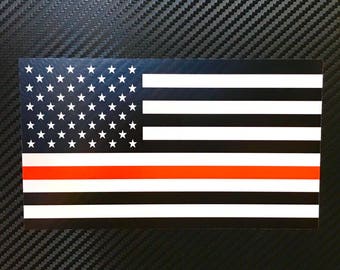 Red Stripe American Flag Vinyl Sticker Decal Custom FIRE DEPT