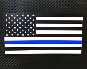 Blue Stripe American Flag Vinyl Sticker Decal Custom POLICE DEPT