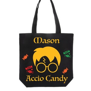 Personalized Halloween Bag, Wizard Trick or Treat Bag, Personalized Trick or Treat Bag, Treat Bag, Candy Bag, Halloween Tote Bag