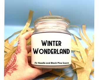 Winter Wonderland Candle, Fir Needle Scented Candle, Black Pine Scented Candle, Christmas Candle, Soy Wax Candle, Vegan Candle