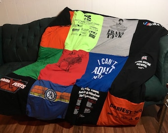 Tshirt Quilt, Quilt Made From Tshirts, Tshirt Blanket, Tshirt Throw, Memory Blanket, Blanket, Custom Blanket, Custom Tshirt Quilt, Tshirts