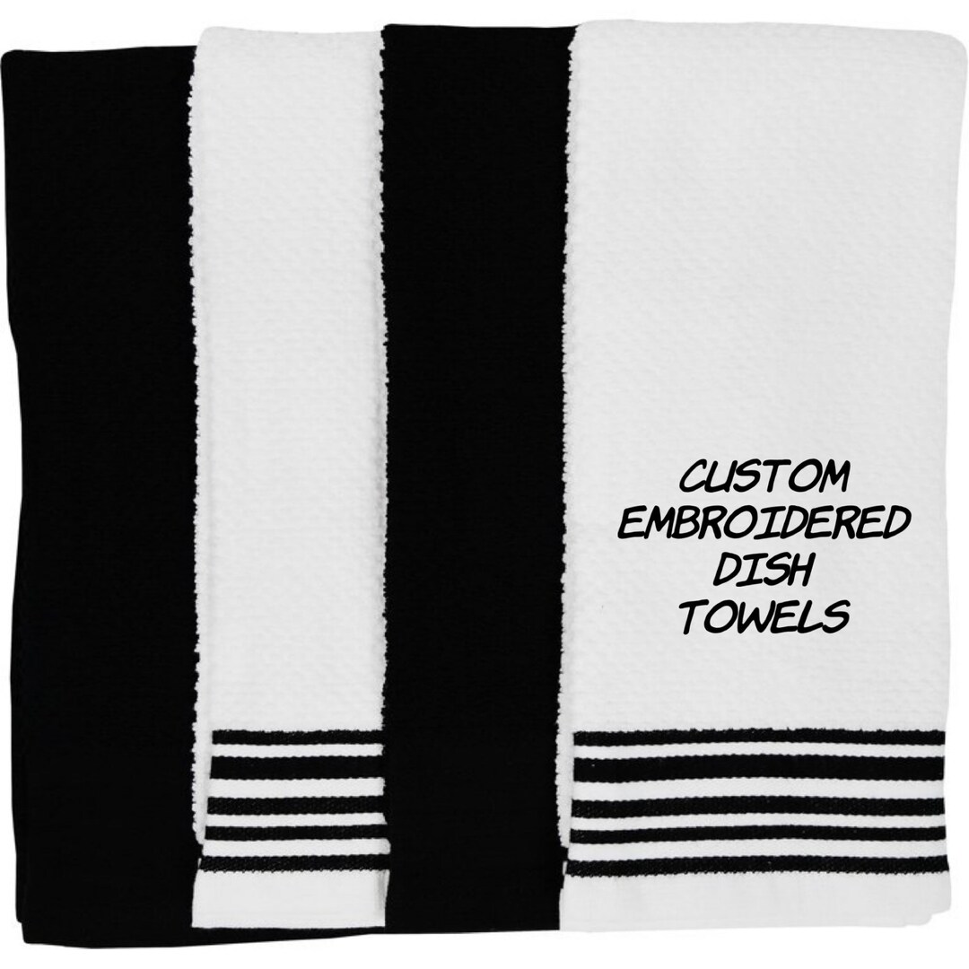 Personalized Towels, Embroidered Kitchen Towels, Custom Embroidered