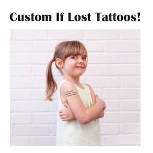 Child Safety Tattoos, Temp Tattoo If Lost, If Lost Return To, Safety ID Tattoos, Custom Temporary Tattoo Phone Number, Temp Tattoo Custom