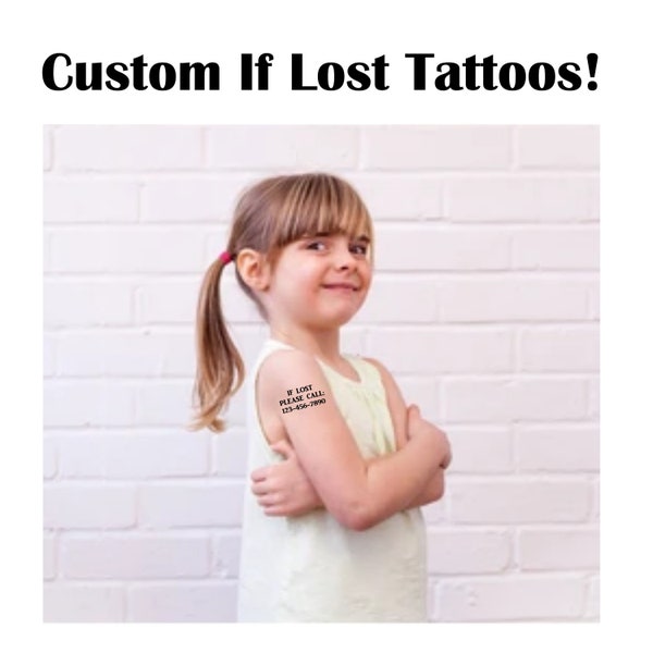 Child Safety Tattoos, Temp Tattoo If Lost, If Lost Return To, Safety ID Tattoos, Custom Temporary Tattoo Phone Number, Temp Tattoo Custom