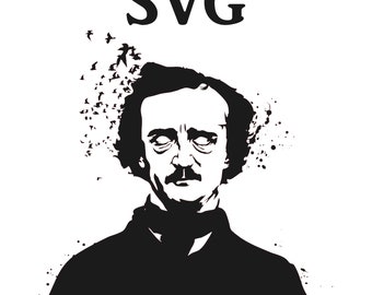 Poe SVG file, SVG files for Cricut, Svg files for Silhouette, Digital Download, Svg Design, Cricut files, Edgar Allan Poe, Poe svg