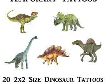 Dinosaurussen, tijdelijke tatoeages voor kinderen, Dino-tatoeages, aangepaste tijdelijke tatoeages verjaardagsfeestje, kindertatoeages, dinosaurusfeest-tatoeages