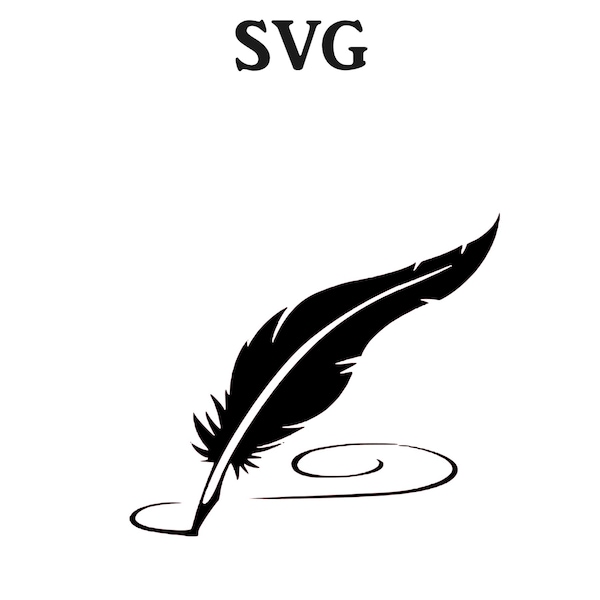 Quill Svg, Quill Pen Svg, Writing Svg, Quill Clipart, Feather Svg, Feather Quill Silhouette, Feather Quill Cut File