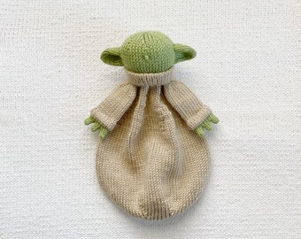 Knit baby alien lovey, crochet child lovie blanket, goblin security blankie, snuggle blanket, comfort stuffed animal