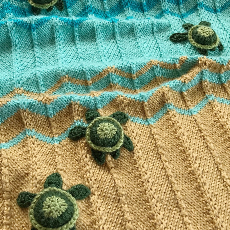 Sea turtle blanket, knit sea turtle blanket pattern, Sea turtle blanket pattern, Turtle blanket pattern, knit turtle, PATTERN ONLY image 6