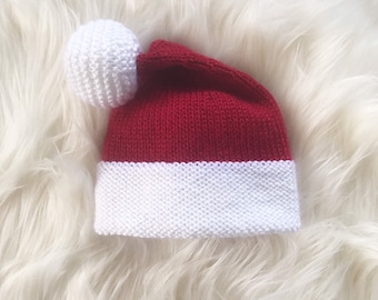 Knit santa hat, Santa hat, Santa baby hat, Christmas hat, Baby's first christmas, Christmas photo prop, Santa baby, Santa Claus hat, Santa