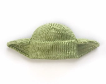 Knit goblin hat with ears, Goblin hat, Elf hat with ears, Cosplay, Sci-Fi cosplay, Green hat with ears, Green monster hat