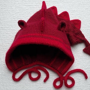 Knit dragon hat, Crochet dragon hat, Dragon hat, Dragon tail hat, Dragon hood, Dragon costume, Dragon dress-up, Warm Halloween costume hat