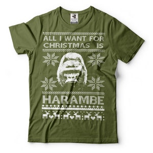 Ugly Christmas Sweater Harambe T-Shirt Funny Christmas Party Tee Shirt