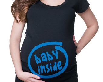 Maternity T-Shirt Pregnancy Tee BABY INSIDE T-Shirt T shirts New Mommy Mom Funny Maternity T Shirt Perfect  New Mother