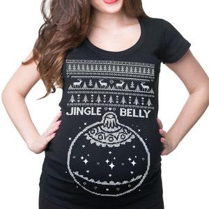 Hässliche Weihnachten Pullover lustige Jingle Belly Mutterschaft T-Shirt Weihnachtsfeier Schwangerschaft Top