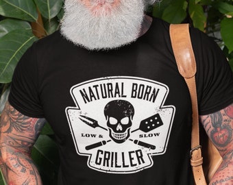 BBQ T-Shirt Funny Grilling Outdoor Cooking Cook Tee Shirt Natural Born Griller Shirt Funny Chef Gifts BBQ Barbecue Gifts Shirt For Men