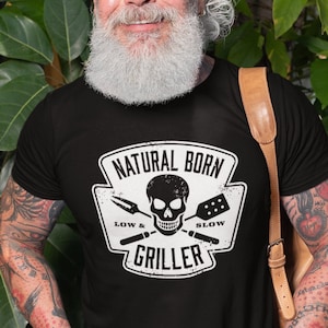 BBQ T-Shirt Funny Grilling Outdoor Cooking Cook Tee Shirt Natural Born Griller Shirt Funny Chef Gifts BBQ Barbecue Gifts Shirt For Men