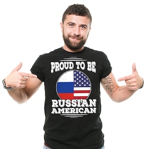 Russian American T-Shirt Proud Russian American Russian Heritage Russian Diaspora Patriotic Tee Shirt