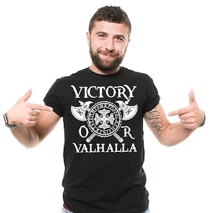 Viking T-Shirt Victory Or Valhalla Tee Shirt Valknut Odin Symbol Northmen Tee Shirt