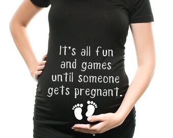 Pregnancy T-Shirt Funny Birth Announcement Maternity Top Baby Shower Gift Tee Shirt