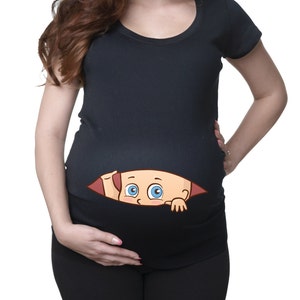 Pregnancy T-shirt Peeking Baby Adorable Maternity Top