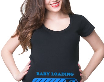 Chargement de T-shirt de grossesse s’il vous plaît attendre maternité T Shirts cadeau pour nouveau T-shirt Top maternité de maman