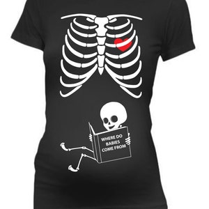 Pregnancy T-shirt Skeleton Baby Funny Maternity Tee Shirt  Cute Maternity Top