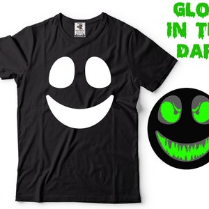 Glow In The Dark T-Shirt Halloween Costume Funny Scary Smile T-Shirt