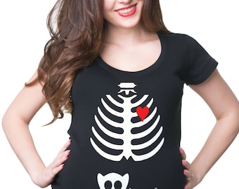 Halloween Funny Costume Pregnant Skeleton Mom Halloween - Skeleton Halloween - T-Shirt