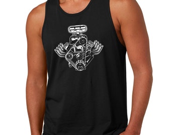 car engine tank top racing racer tank top car engine pistons tank mens tank