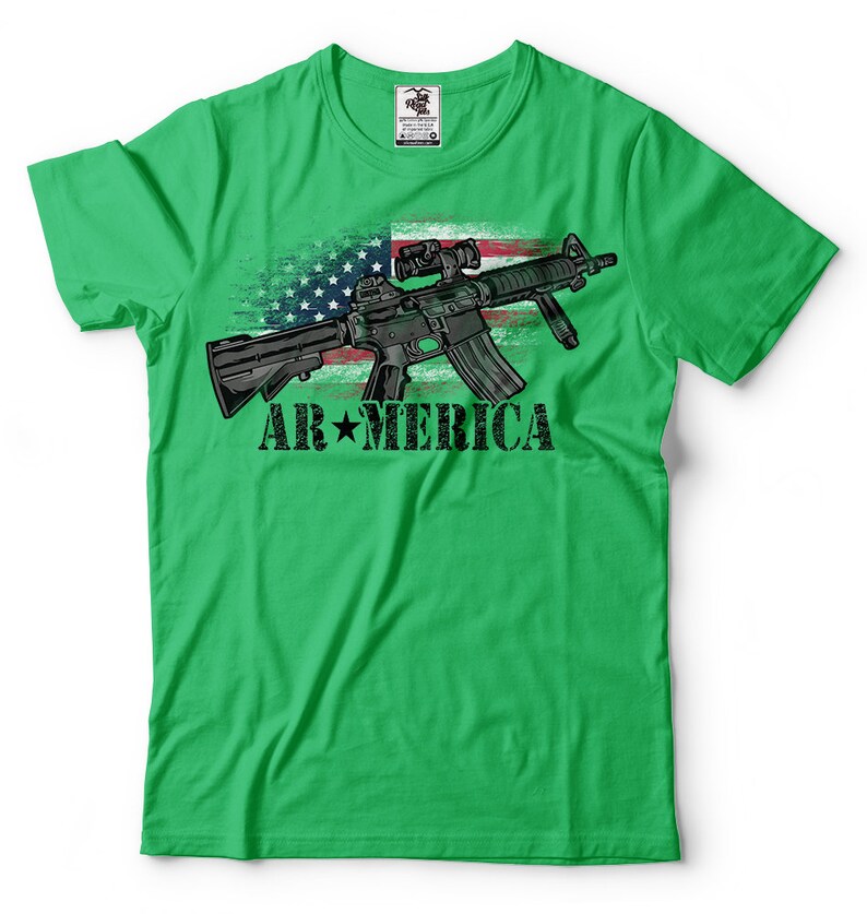 Ar Merica T-Shirt Funny AR 15 USA Flag Patriotic Gun Owner
