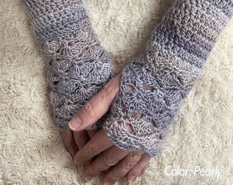 Mermaid Shell Gloves/Fingerless Gloves/Shell Gloves/Mermaid Gloves/Crochet Gloves/Arm Warmers