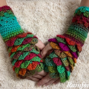 Dragon Scale Gloves/Fingerless Gloves/Dragon Gloves/Crocodile Gloves/Crochet Gloves/Arm Warmers image 1