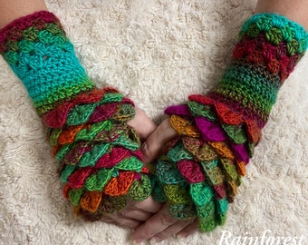 Dragon Scale Gloves/Fingerless Gloves/Dragon Gloves/Crocodile Gloves/Crochet Gloves/Arm Warmers