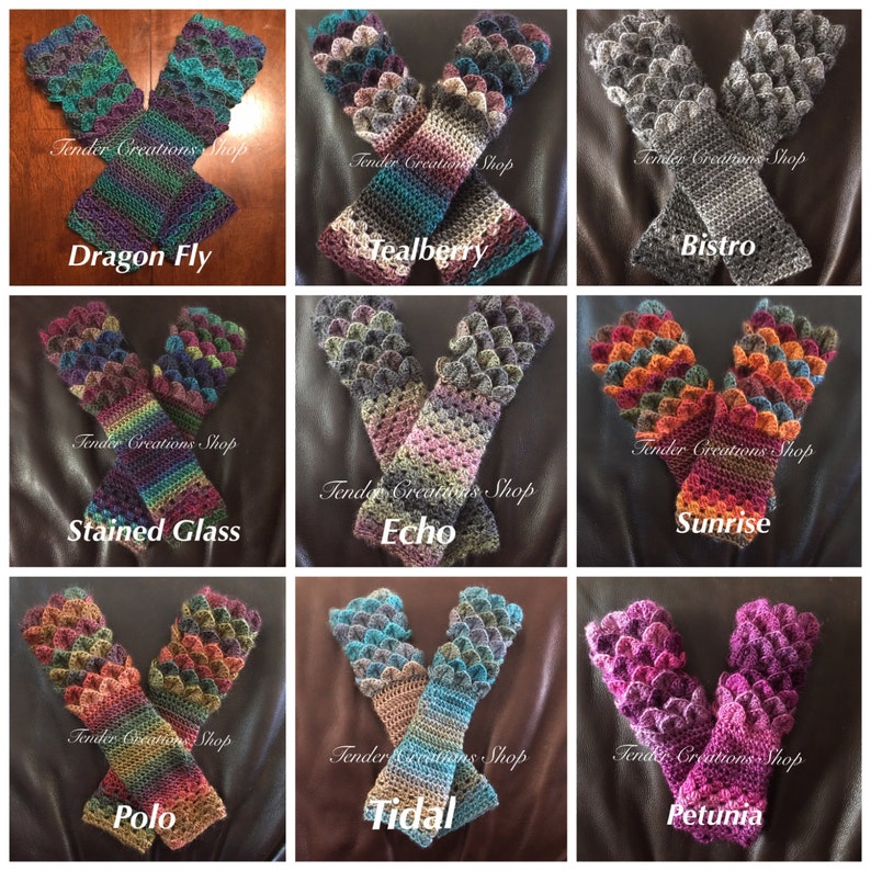 Dragon Scale Gloves/Fingerless Gloves/Dragon Gloves/Crocodile Gloves/Crochet Gloves/Arm Warmers image 8