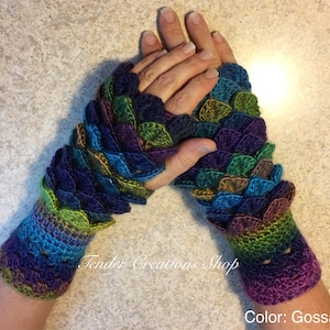 Dragon Scale Gloves, Fingerless Gloves, Dragon Gloves, Crocodile Gloves, Crochet Gloves, Arm Warmers image 8